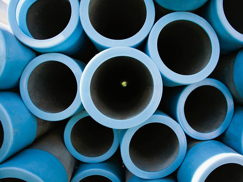 blue pipes stacked together