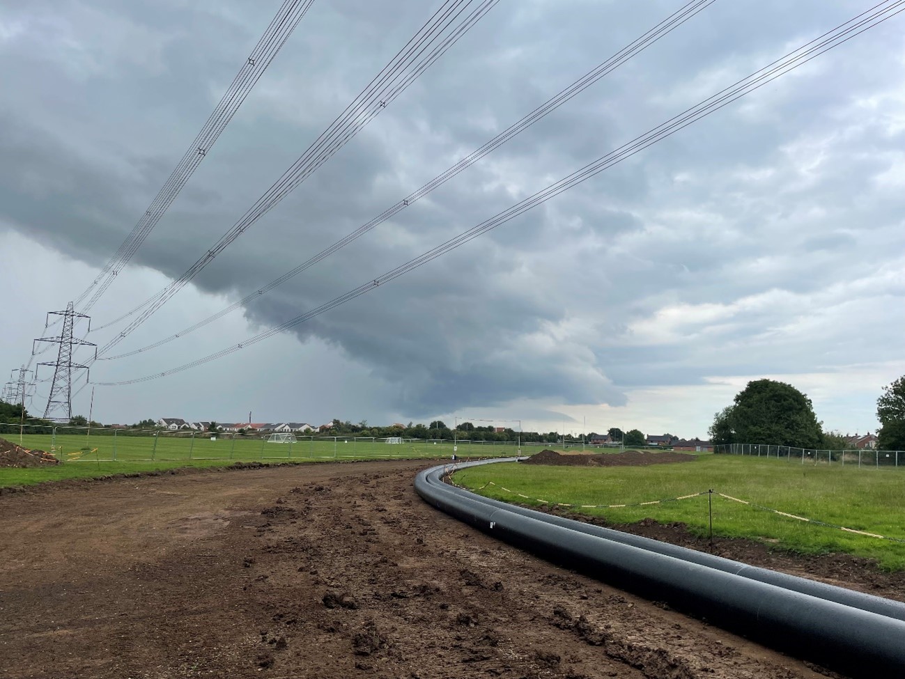 new pipework stretches over 1.6 kilometres from a pumping station next to the River Tees to Allens West Railway Station