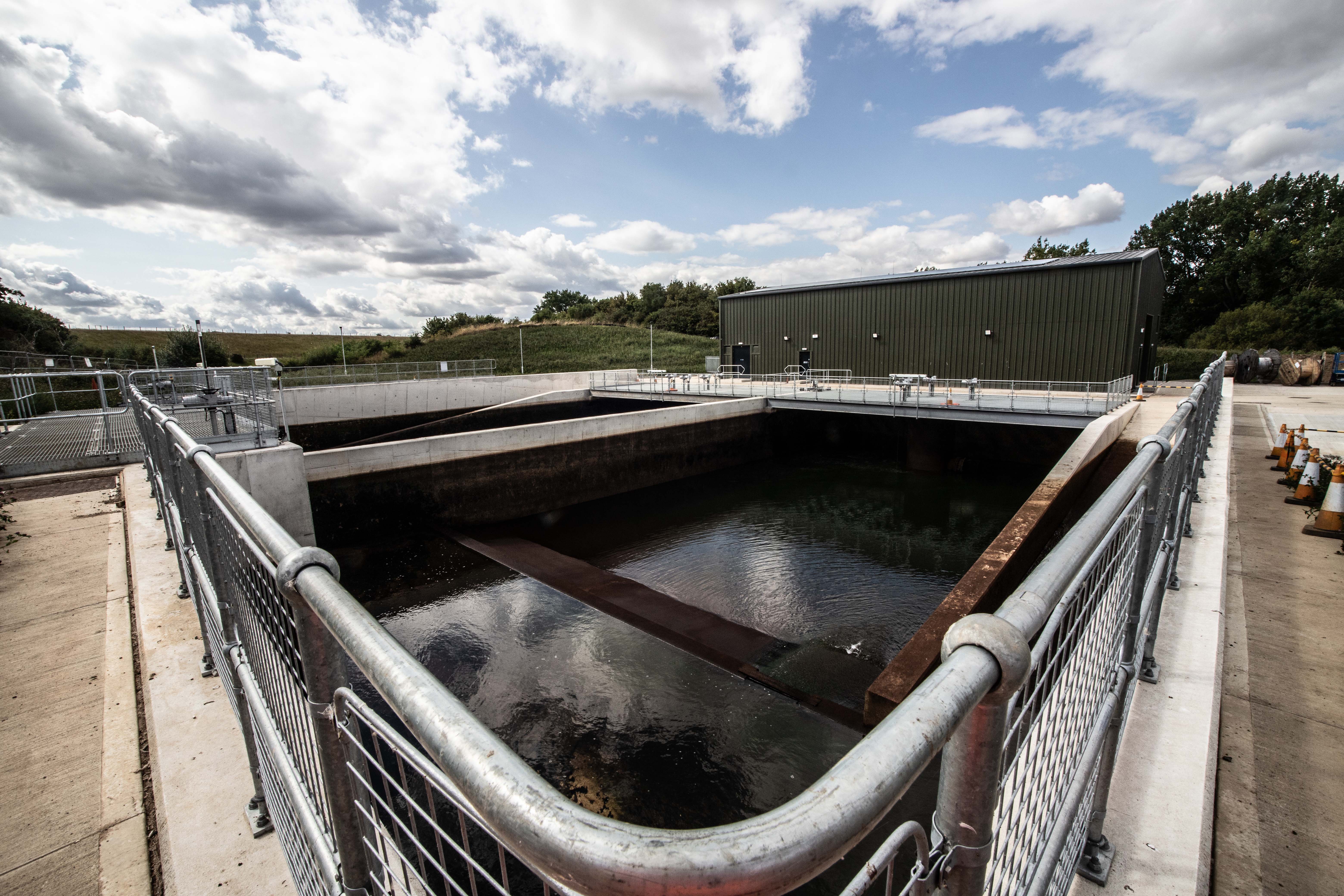 A photograph of the new washwater facility at Hanningfield Water Treatment Works.