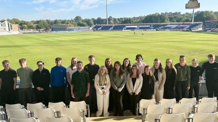 Northumbrian Water apprenticeships outside at Durham County Cricket Club