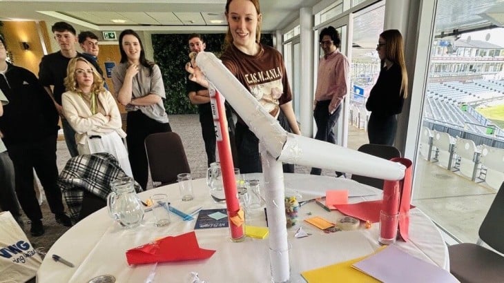 Northumbrian Water apprenticeships taking part in a task at Durham County Cricket Club