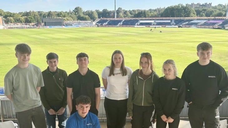 Northumbrian Water apprenticeships outside at Durham County Cricket Club