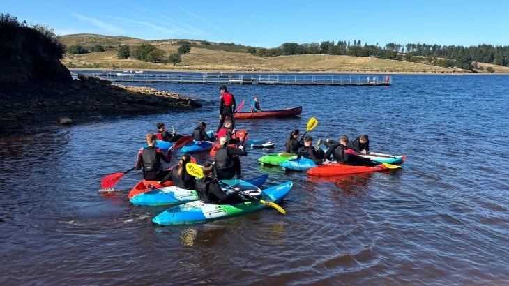 Northumbrian Water apprenticeships kayaking on Kielder Reservoir