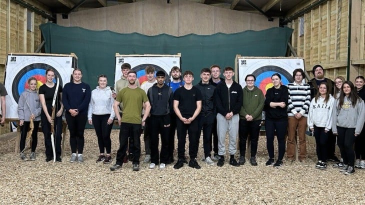 Northumbrian Water apprenticeships taking part in archery at Kielder Waterside Park