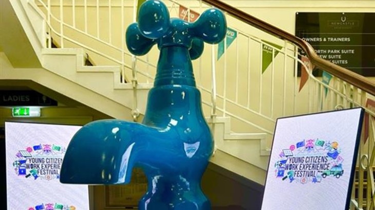 Large blue tap at the Innovation Festival