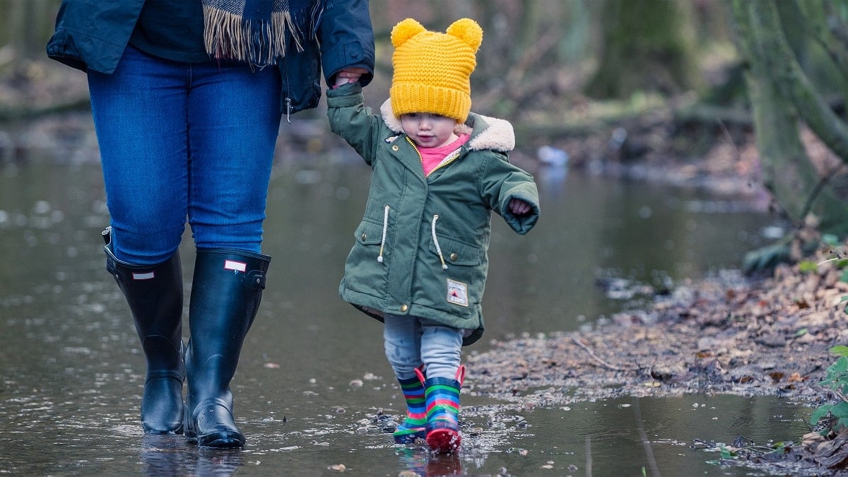 Little girl in wellies