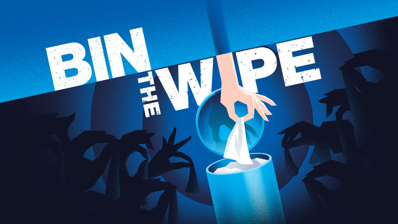 Bin the Wipe - icon logo - hand dropping wipe in bin