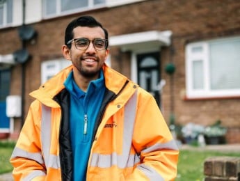 Northumbrian Water meter technician in high-vis